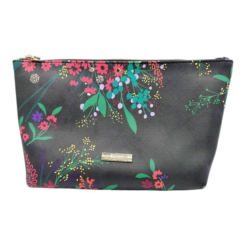 Trina Turk Cosmetic Bag Black with Floral Design‎